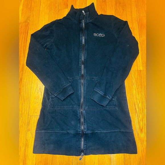 BCBG Jackets & Blazers - BCBG Max Azria Black Rhinestone Crown Zip Jacket Size S Y2K Glam Streetwear